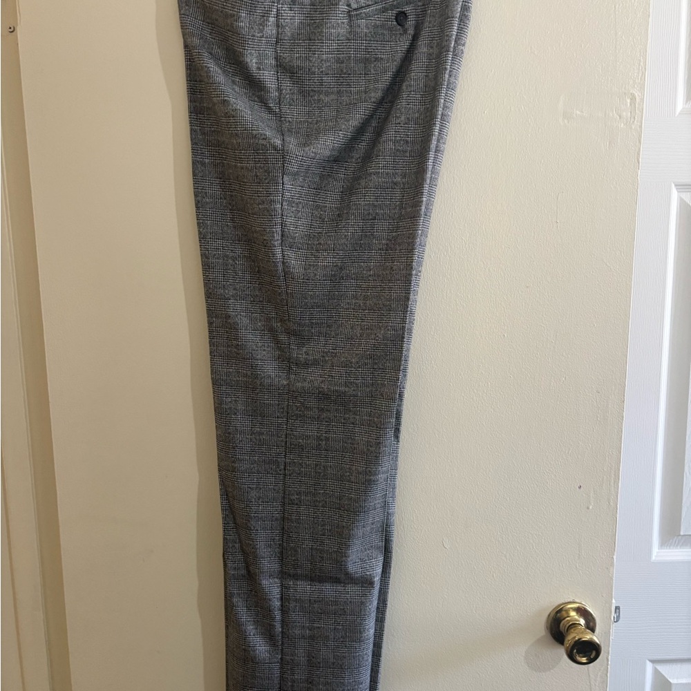 LOFT Black and White Checkered Trousers